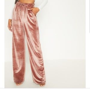 Light brown velvet drawstring trousers